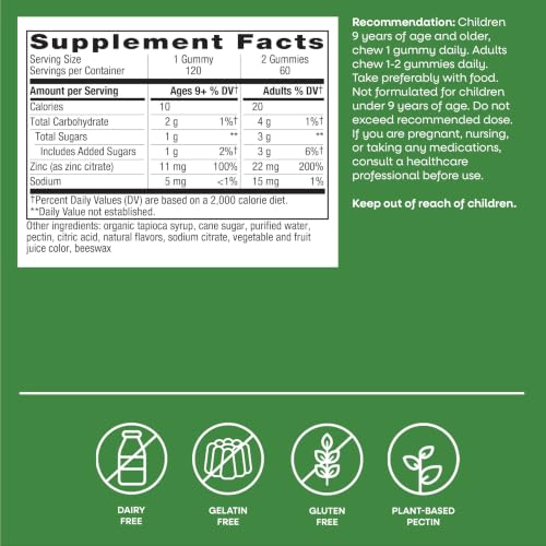 Nature's Way Zinc Gummies, 100% Daily Value of Zinc per Serving, 120 ct - image 7