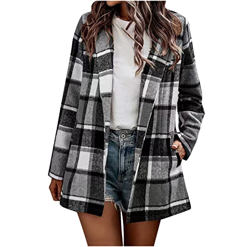Manteau en laine pour femme imprimé à carreaux veste bûcheron