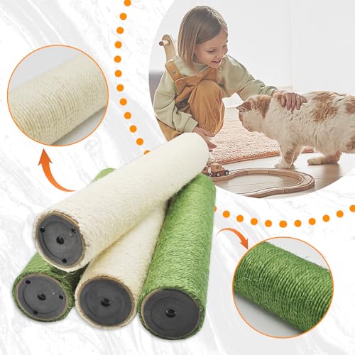 Image of M8 Cat Scratching Post Replacement,4PCS Cat Tree Replacement Post 15.7 in Natural Sisal Kitty Scratcher Refill Poles DIY Scratch Tower Repair Pole for Kittens Furniture Spare Parts