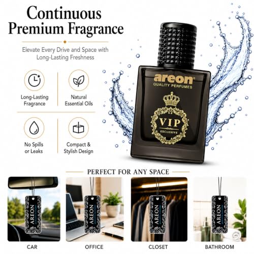 Image of AREON VIP 1 GOLD Car Perfume Spray - 1.7 Fl Oz Glass Bottle Air Freshener - Long-Lasting Fragrance for Car Interior - Premium Auto Air Freshener - Elegant Scent (50ml)