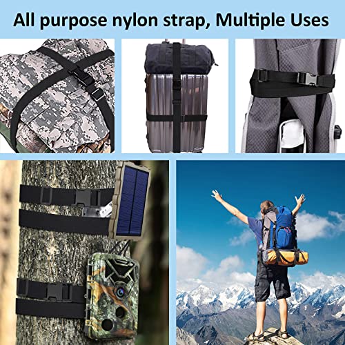 Image of 6 Pack Nylon Tie Down Straps 1 inch x 60 inch Lashing Straps with Quick Release Adjustable Buckles for Suitcases,Backpacking, Trail Camera,Sleeping Bag,Travel Belt Black