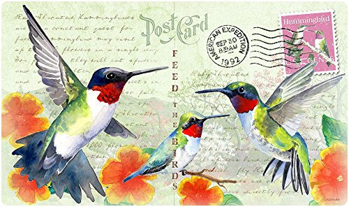 Vintage Bird Series Tempered Glass Cutting Board (Ruby Throated Hummingbird)