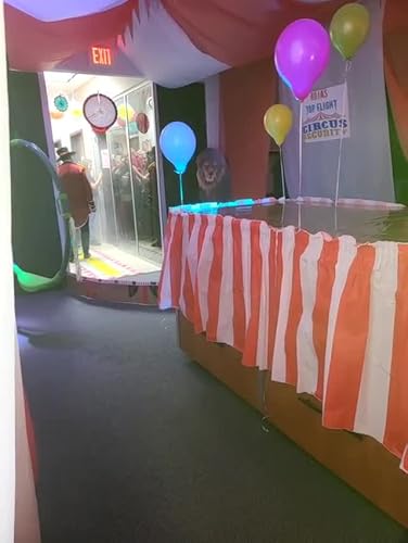 Vinyl 2,4 X 1,8 M Gruseliger Riesiger Clown-Fotohintergrund Rot Weiß Gestreift Karneval Foto Booth Studio Requisiten Zubehör Horror Zirkus Spukhaus Halloween Party Banner Dekorationen