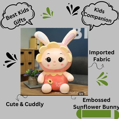 Image of A Little Swag Cute Sunflower Rabbit Bunny Stuffed Doll Plush Soft Toys Play for Kids Boys Girls, 25 cm