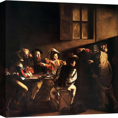 ART PRINT CAFE' – Quadro arte classica - stampa su tela - Caravaggio - La vocazione di San Matteo - 40x40 cm