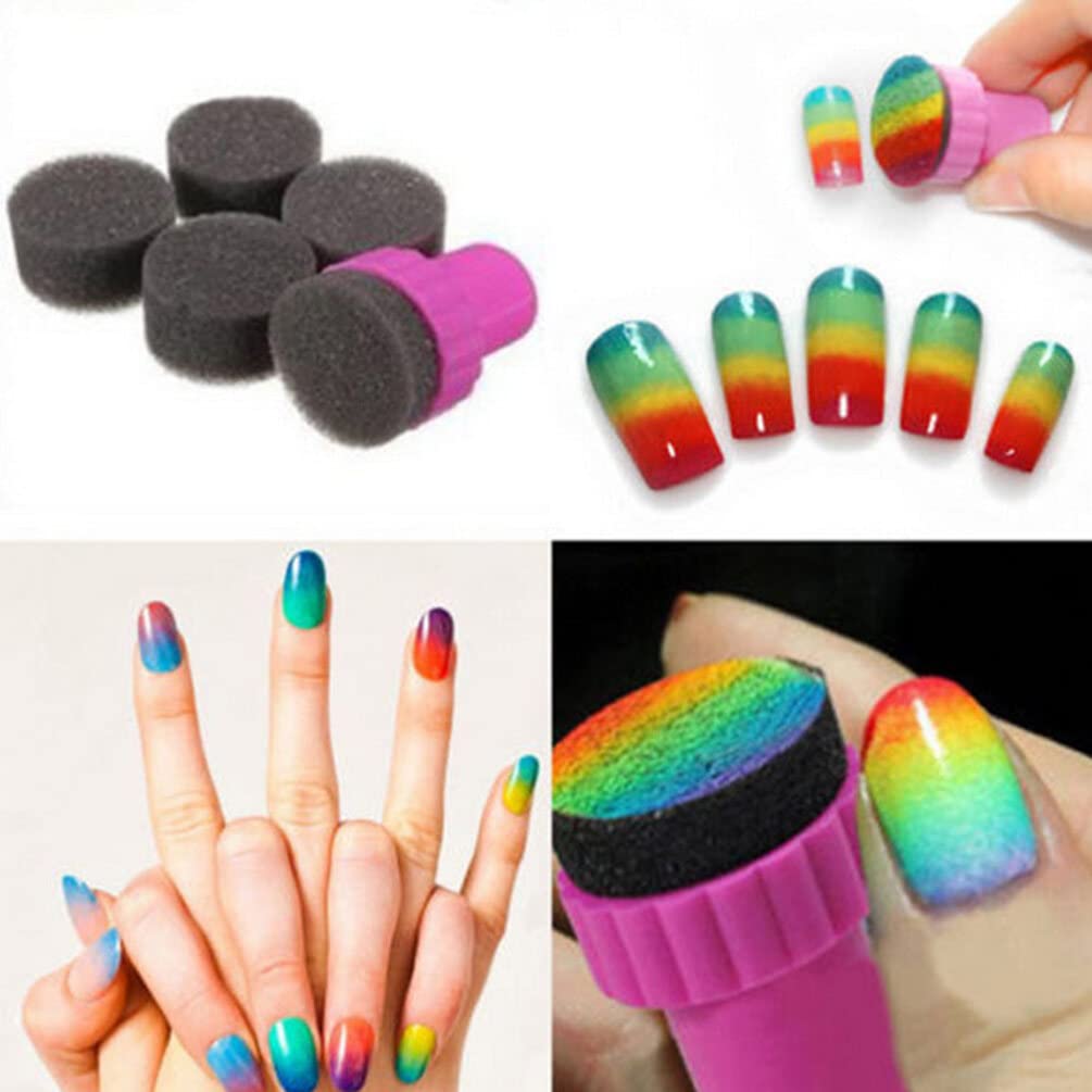 SHERCHPRY 30pezzi Spugnette Per Unghie Strumento Per Nail Art Gradiente Facile Applicazione e Design Per Manicure Professionale e Fai Da Te