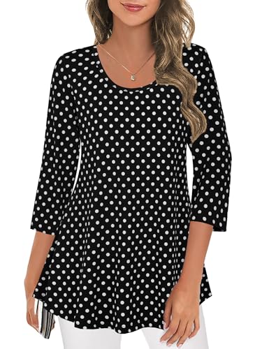 Tencole 3/4 Sleeve Shirts for Women Dressy Tunic Tops Casual Wear with Floral2