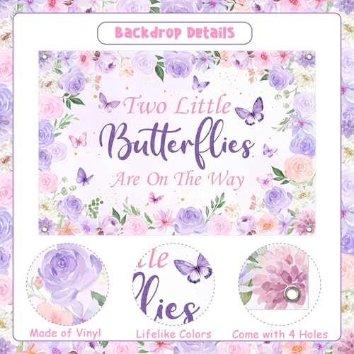 Fondo para Baby Shower Mariposas Gemelas 150x100cm miniatura 6