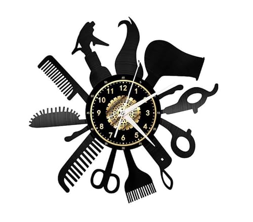 PODODO Reloj de pared con disco de vinilo negro vintage 3D, diseño moderno en 3D, para oficina, bar, habitación, decoración del hogar, regalo 01