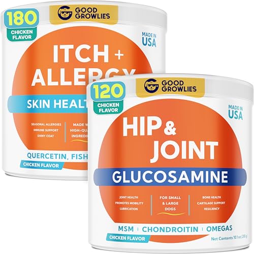 Glucosamine + Allergy Relief Dogs Bundle – Chews for Itchy Skin, Hot Spots, Paw Licking + Joint Support with MSM, Chondroitin, Omega 3 – 300 Ct – Made in USA