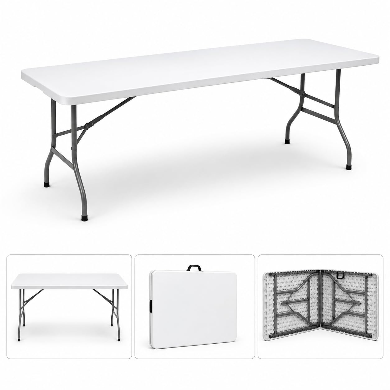 S SHAM® 6ft Rectangle Heavy Duty Folding Table - 180cm-1.8m-/White/Outdoor Folding Table for Picnic, Party Catering