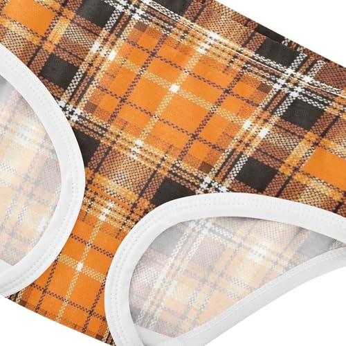 Classic Black Plaid Orange White Panties for Girl Toddler Underwear Floral Cotton Flower Kids Undies Briefs 2t4