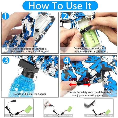 SDMAX Electric Gel Blaster Toy G-U-N, 2-IN-1 Dual Mode, Rechargeable Toy G-U-N, Water Absorbing Bullet, G-U-N Target, Safety Goggles, Water Bullet Bottle, Assorted Color - Image 4