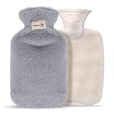 SPORWAY Bolsa Agua Caliente, Bolsa de Agua Caliente Peluche con Funda Suave, Bolsas de Agua Caliente para Cama se Puede Utilizar para Terapia de Calor para Aliviar el Dolor de Hombros y Cuello