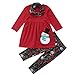 Infantil Disfraz Navidad Conjunto de Manga Larga para bebé niña Top con Estampado de muñeco de Nieve + Pantalones con Estampado + Bufanda 3 Piezas 6 Meses-4 años