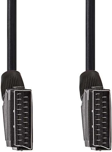 NEDIS Scart Cable, PVC Cable with Nickel-Plated Angled Connectors, Secure Connection for DVD Player to TV - 1.5m