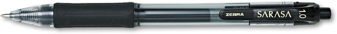 Zebra 46610 Sarasa Retractable Gel Pen, Black Ink, Bold, Dozen