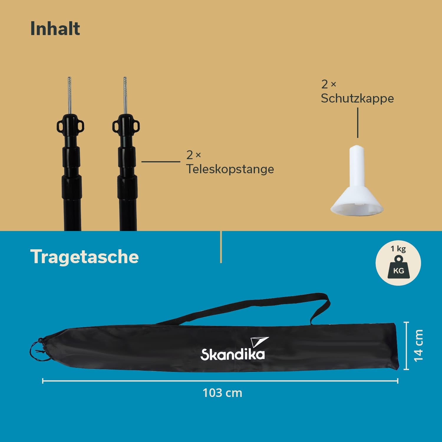 2 Teleskopstangen Von Skandika - Stufenlos Von 87-227cm Verstellbar