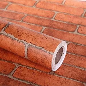 Lependor Rode decoratieve baksteen Behang Zelfklevend behang Bedrukt Stick-papier Gemakkelijk aan te brengen schil en…