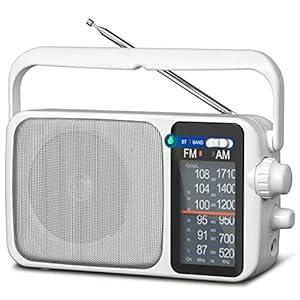 AM FM Radio with Best Reception,Bluetooth Portable AM FM Transistor Radio,Battery Operated or AC Power,Large Dial,Headphone Jack, Gifts for Seniors Elderly