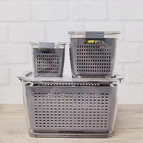 3-Pack Vegetable And Fruit Storage Containers For Fridge Organizer Produce Saver Containers For Refrigerator Lettuce Berry Salad Cabbage Keeper Bpa-Free Kitchen Organization With Lids And Air Vents (Grey) #TOP6