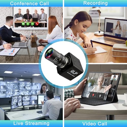 Image of Global Shutter USB Webcam High Speed 5mp@50fps 1440P@60fps Industrial Video Camera with 5-50mm 10X Zoom Lens Variable Focus Close-up PC Camera CS Mount UVC