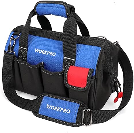 WORKPRO 14-inch Tool Bag, Multi-pocket Tool Organizer with Adjustable Shoulder Strap