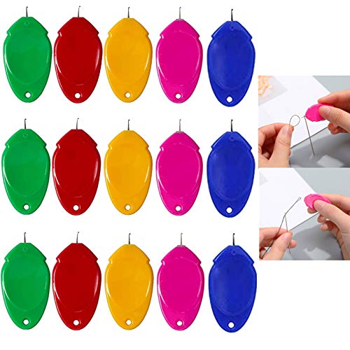 YEQIN Needle Threader for Hand Sewing 15 Pieces, Plastic Wire Loop DIY Simple Needle Threader Hand Machine Sewing Tool for Sewing Crafting