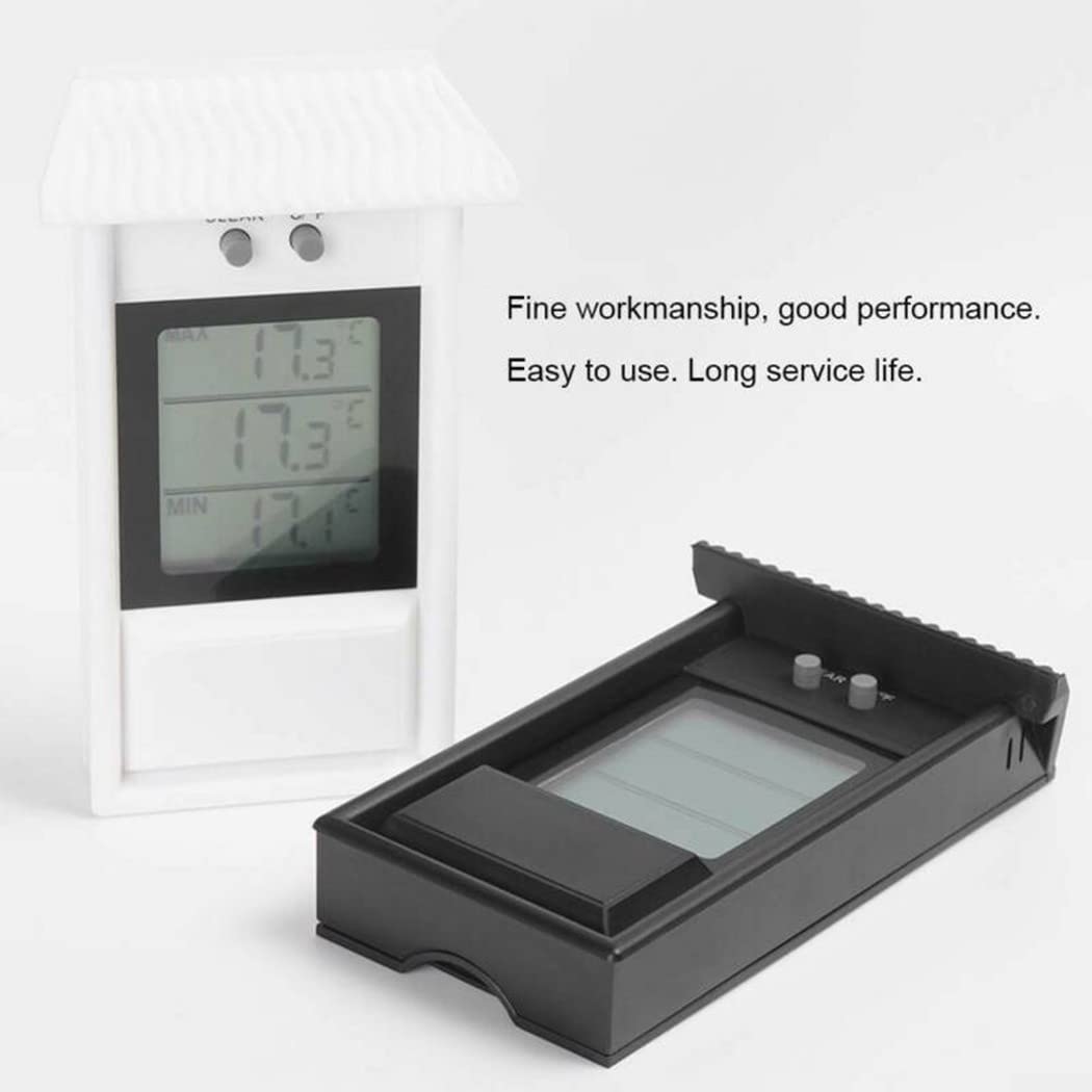 Digital Display Max Min Greenhouse Thermometer Garden Indoor Outdoor Wall Room, Black - Image 5