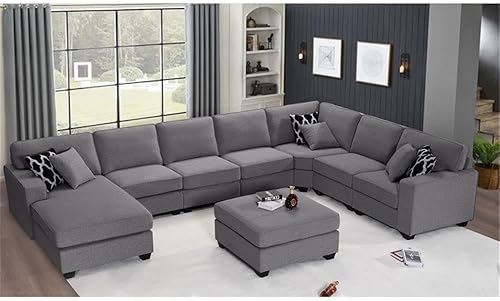 Miniatura 4 de Legend Vansen Sofá reversible en forma de U del módulo de combinación flexible de la tela para la sala de estar, seccional gris oscuro