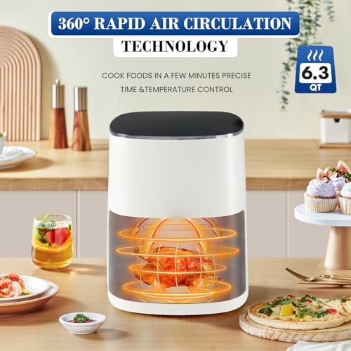 Image of NEWBULIG Air Fryer, 6QT Square Airfryer with Visual Window, 400℉ Fast Heating Air Fryers Oven with Timer, Auto-Off, Non Toxic & Non Stick, Multiple 12 Modes for Roast, Bake, Dehydrate, Fry, Reheat