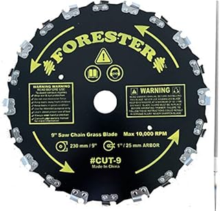 FORESTER Brush Cutter Blades and File Set - Trimmer Chainsaw Tooth Saw Blade - for Trimming Trees, Cutting String, Underbrush, and More - 20 Tooth 9