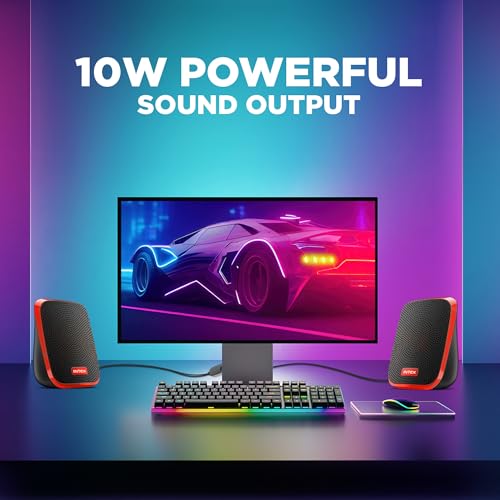 Image of Intex IT-120 2.0 USB Computer Multimedia Speaker, 10W Powerful Sound, USB Powered, 3.5mm Aux Connectivity, in-Line Volume Control Pod for PC, Laptops, Desktop & Mobiles - Orange