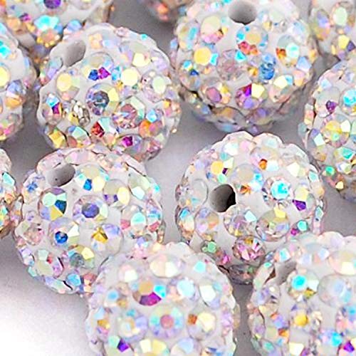 RUBYCA Pave Czech Crystal Disco Ball Clay Beads fit Shamballa Jewelry (50pcs, 12mm, White AB Crystal) - Image 2
