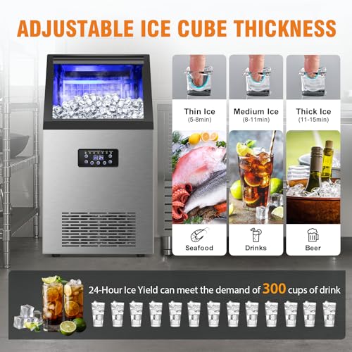 Rapsuar LMB40 Commercial Ice Maker Machine, 120Lbs/24H With 30Lbs Storage Bin, 40Pcs Ice Cubes 6Mins, 2-Way Add Water Under Counter Freestanding Ice Maker Commercial For Home Bar Office thumb #4