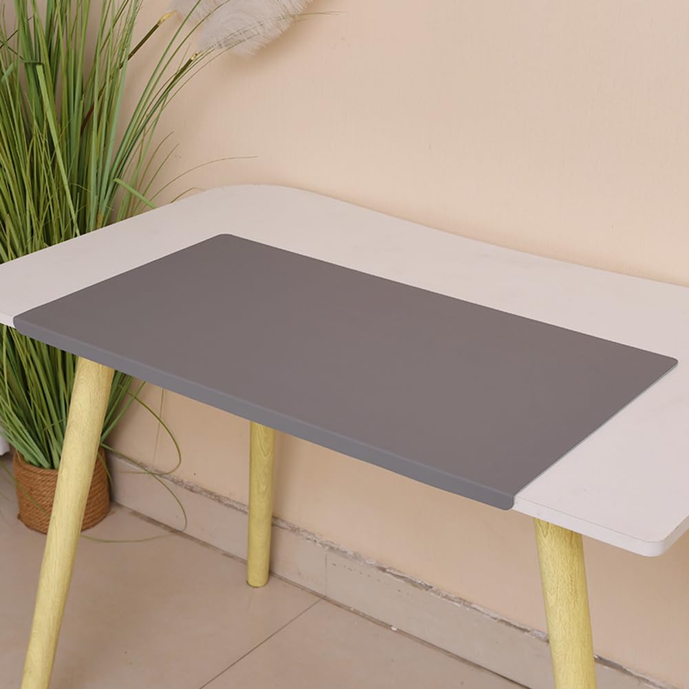 Tappetino da scrivania in pelle ecologica in poliuretano, impermeabile, antiscivolo, antigraffio, per ufficio, casa, scuola (grigio, 100 x 50 cm)