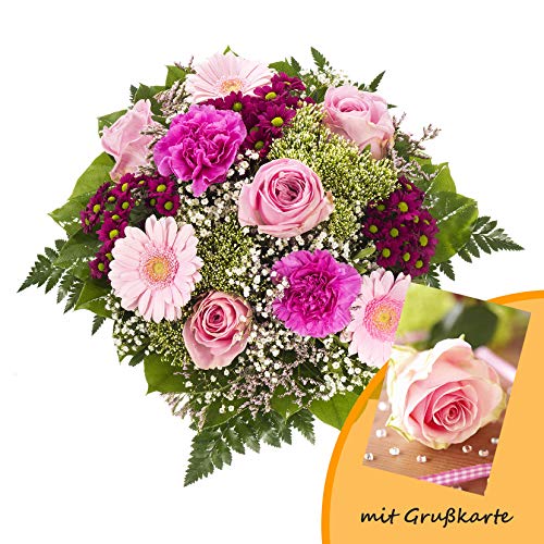 Dominik Blumen und Pflanzen, Blumenstrauß Herzklopfen und Grußkarte 'Rosen'
