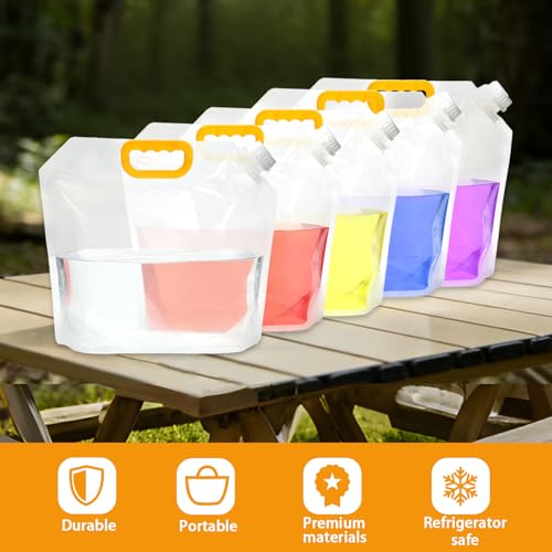 20 Piezas Bolsa Contenedor de Agua Plegable de 1.3 Galones para Camping miniatura 5