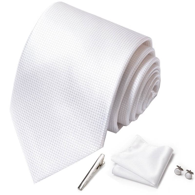 Set corbata con pañuelo y gemelos en caja para hombre miniatura 3