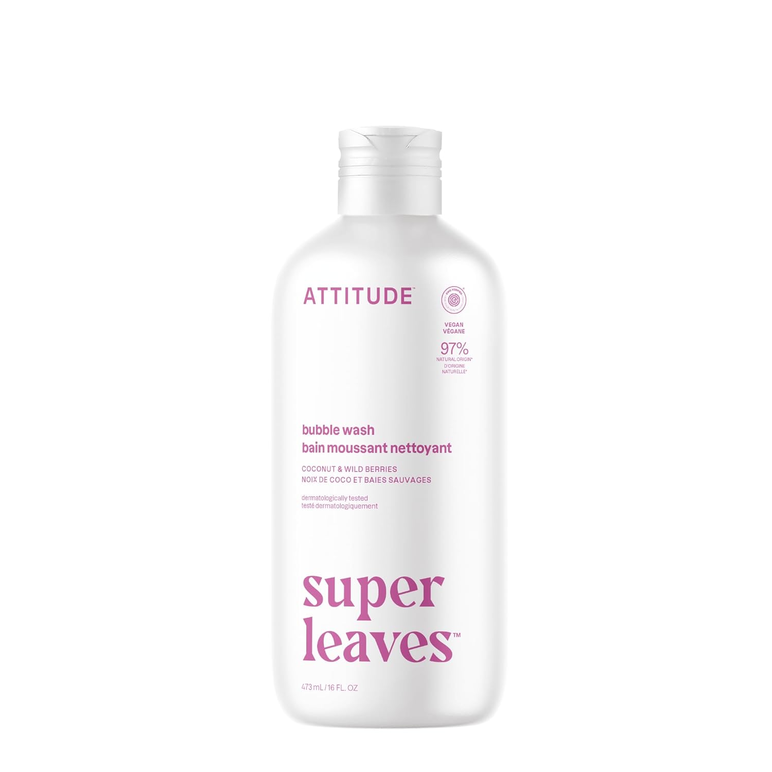 ATTITUDE Bubble Bath, EWG Verified, Plant and Mineral-Based, Dermatologically Tested, Vegan Body Care Products, Coconut & Wild Berries, 16 Fl Oz ATTITUDE Bubble Bath, EWG Verified, Plant and Mineral-Based, Dermatologically Tested, Vegan Body Care Products, Coconut & Wild Berries, 16 Fl Oz