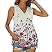 Zilosconcy Camiseta de tirantes con cuello en V y botones, camiseta sin mangas Babydoll informal, camisa Henley, túnica impresa, tops descubiertos, Blanco, XXL