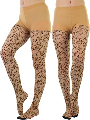 Image of ToBeInStyle Women's Strappy Zig Zag Lace Up Bandage Print Fashion Goth Tights