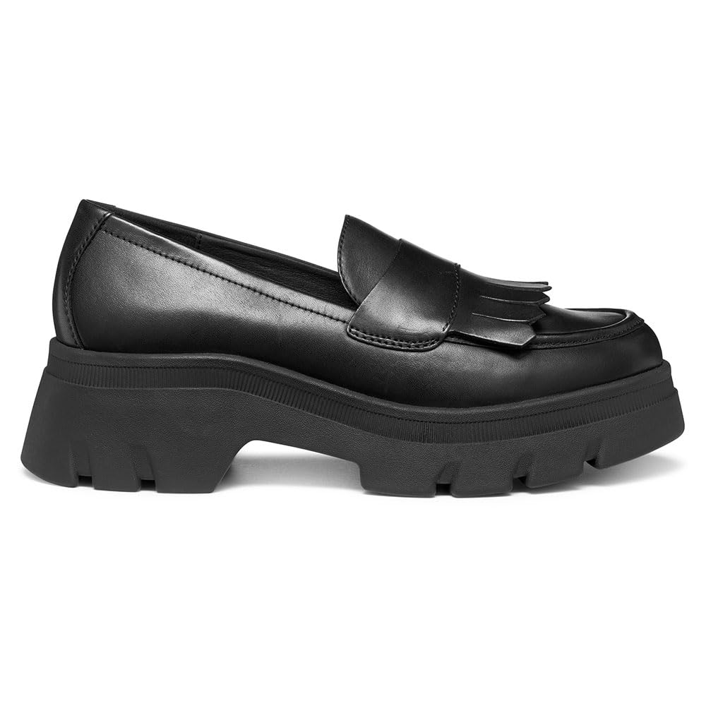 Geox Women's D PLUETTE Loafer, Black, 39 EU, Black, 6 UK