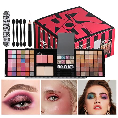 Kit de Maquillaje Profesional Completo, MKNZOME Set de Maquillaje Mujer Estuches de Maquillaje Portátil Paletas de Sombras de Ojos Fundación barra de labios para Mujeres Niñas