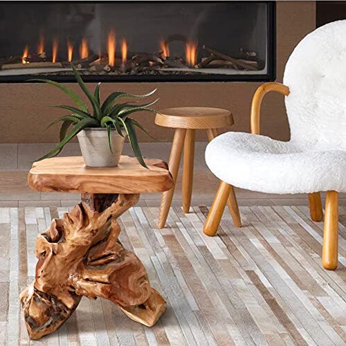 Warmaxx WARMPLANTST Natural Irregular Shape Tree Stump End Table Plant Stand 14"X13"X18"H Solid Cedar Wood Outdoor Rustic Sit Foot Stools Live Edge Coffee Side Table Living Room Bedroom Outdoor Garden thumb #8