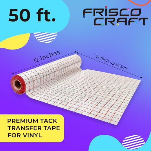 Image of Frisco Craft Premium Tack Transfer Tape for Vinyl, Red Grid, 12 inch x 50 ft