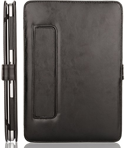 Image of Mosiso MacBook Pro 15 PU Leather Case 2017 / 2016 Release A1707, Book Folio Stand Cover with Clear Straps at Top Corners for Newest MacBook Pro 15 Inch with Touch Bar, Black