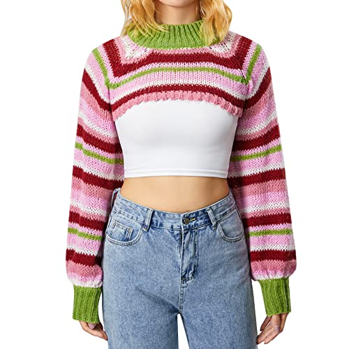 Women Sexy Knitted Shrug Sweater Long Sleeve Y2K Crop Tops Casual Crochet Hollow Out Arm Warmers Sweater Streetwear