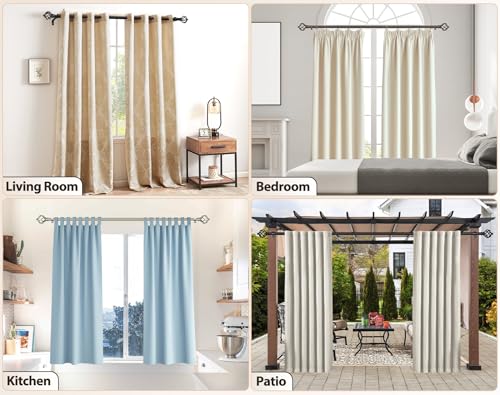 Tringle à rideaux extensible noire 80-218cm avec embouts cage torsadée
