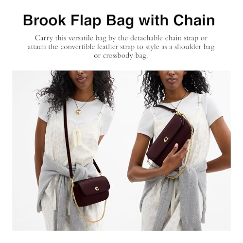 Coach Brook Flap Bag with Chain, B4/Merlot2